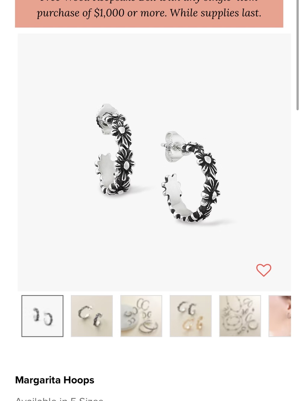 James Avery Silver Floral Margarita Hoops